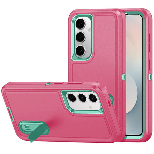 For Samsung s26 PEAK 3in1 Toughest Hybrid with Stand Cover Case - Teal/Hot Pink