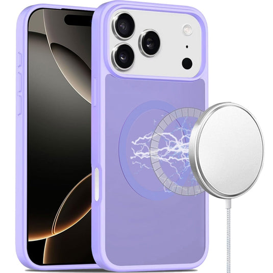 For iPhone 17 Pro Max [Magnetic Circle] Smooth Safe Matte Feel Hybrid Case - Light Purple