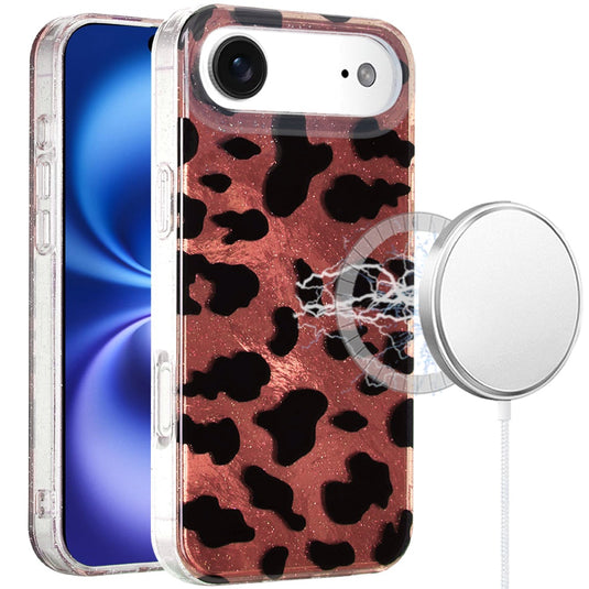 For iPhone 17 Air [Magnetic] Double Layer Design IMD Case - Beauty Leopard
