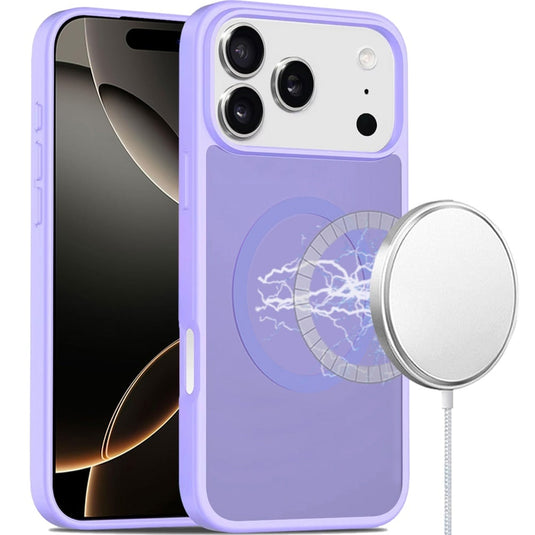 For iPhone 17 Pro [Magnetic Circle] Smooth Safe Matte Feel Hybrid Case - Light Purple