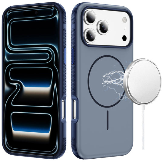 For iPhone 17 Pro Premium Edged Core Matte Thick Super Magnetic Hybrid Case - Navy Blue