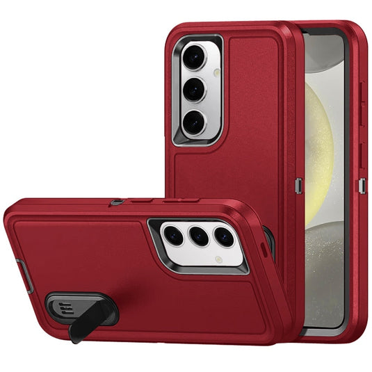 For Samsung s25 Plus/s24 Plus PEAK 3in1 Toughest Hybrid with Stand Cover Case - Black/Red