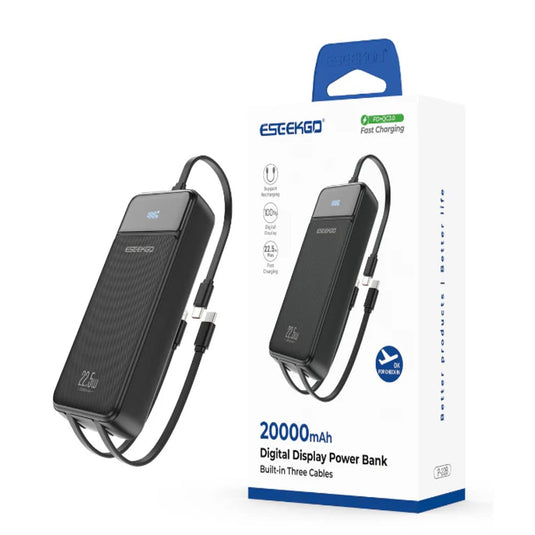 ESEEKGO P-22B PD20W 20000mAh Power Bank With Built-in 3 Cable (LANE B8 ESEEK#26)