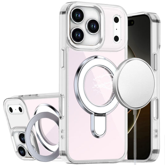For iPhone 17 Pro CHROME HQ Rotational Magnetic Ring Hybrid - Clear