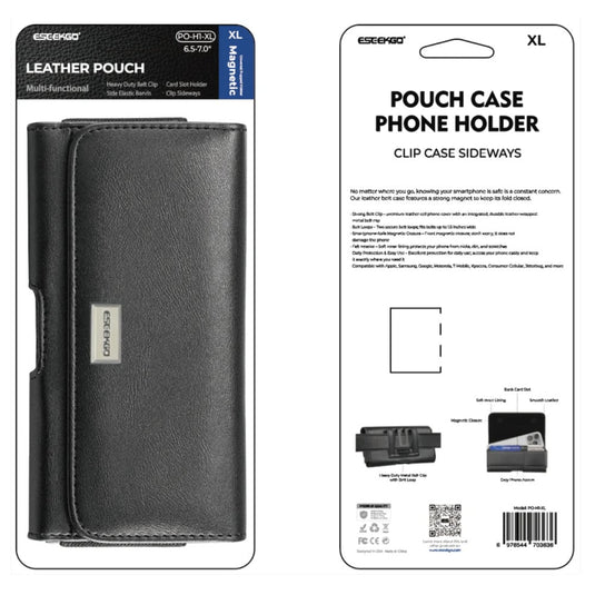 ESEEKGO Universal Magnetic Leather Phone Pouch PO-H1-XL Suitable for 6.5-7.0 inch mobile phones (A - POUCH#3)