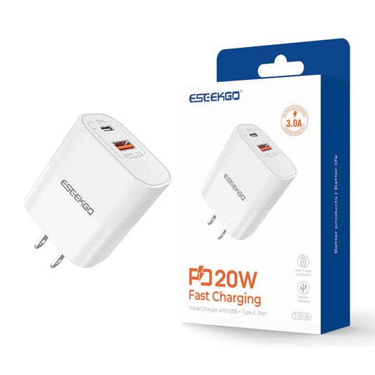 ESEEKGO T-32UB Fireproof PC Wall Charger Travel Adapter (20W / US / 2 Ports) (LANE B6 ESEEK#15)