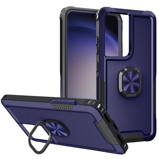 For Samsung Galaxy s24 Plus Superior 3in1 Magnetic Ring Stand Case Cover - Blue