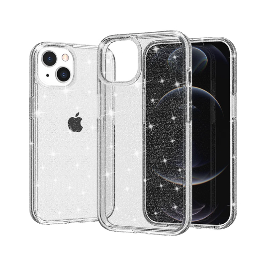 For iPhone 13 Pro Max Glitter Ultra Thick 3mm Transparent Hybrid Case Cover - Clear