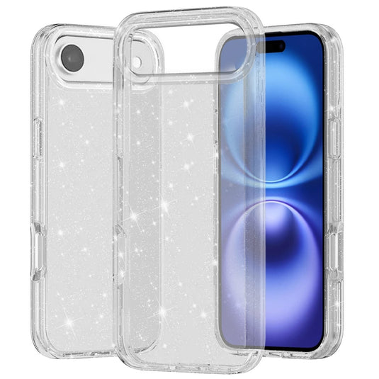 For iPhone 17 Air Glitter Ultra Thick 3mm Transparent Hybrid Case Cover - Clear