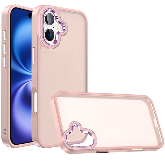 For iPhone 17 Polished Oil Thick Acrylic Metal Button Hybrid Case Cover - Light Pink