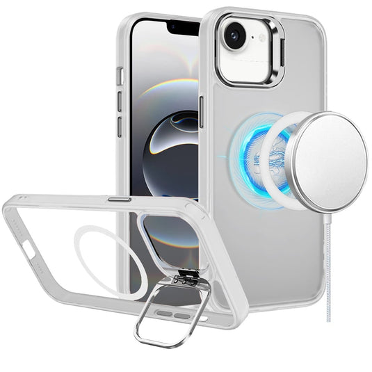 For iPhone 17E / 16E / SE4 Fearless Tough HQ Metallic Hybrid with Camera Ring Stand [Magnetic Circle] Case - Clear