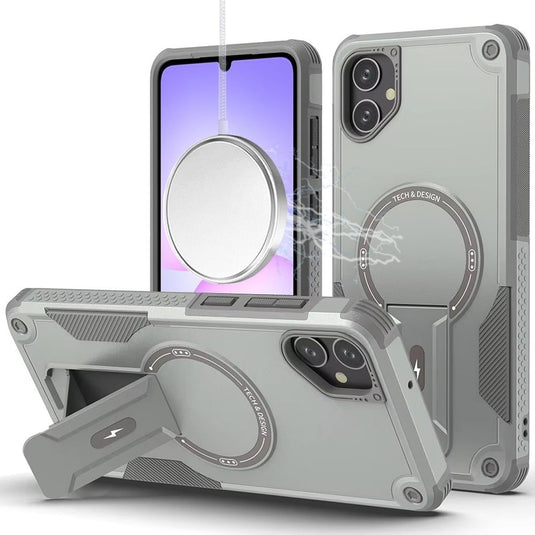 For Samsung Galaxy A07 Sturdy Bracket Kickstand Magnetic Hybrid - Grey