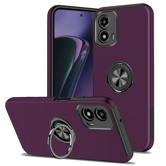 For Motorola Moto G Stylus 5G 2024 CHIEF Oil Painted Magnetic Ring Stand Hybrid Case Cover - Dark Purple