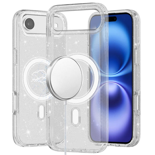 For iPhone 17 Air Glitter Ultra [Magnetic Circle] Thick 3mm Transparent Hybrid - Clear