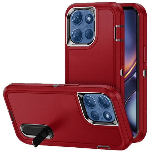 For Motorola Moto G 5G 2025 PEAK 3in1 Toughest Hybrid with Stand Cover Case - Black/Red