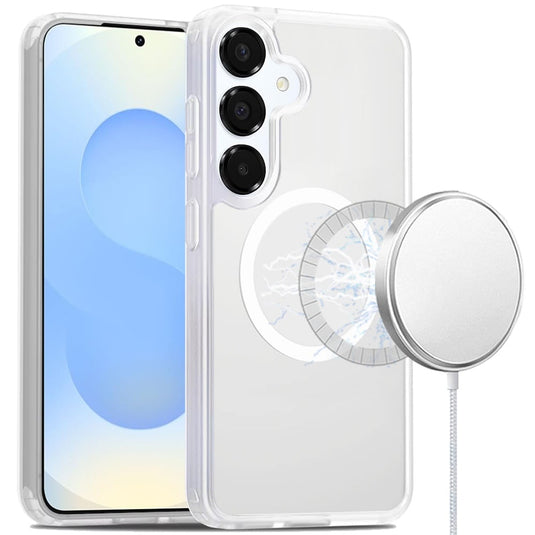 For Samsung s25 Plus/s24 Plus [Magnetic Circle] Smooth Safe Matte Feel Hybrid Case - Clear