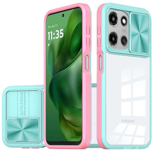 For Moto G Power 2026/2025 Fusion Transparent Clear Hybrid Case Cover - Pink/Blue