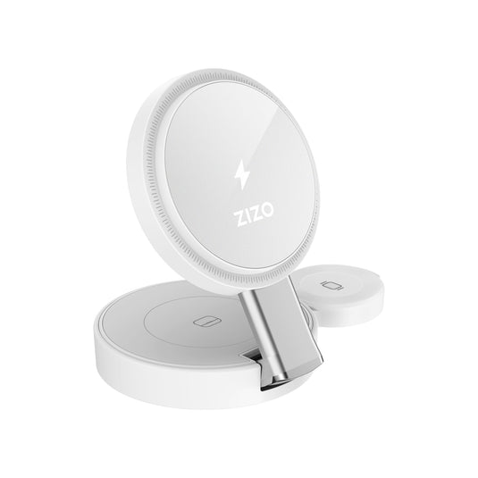 ZIZO PowerVault Fold Pro 3-in-1 MagSafe Charging Station with Adjustable Stand - Silver