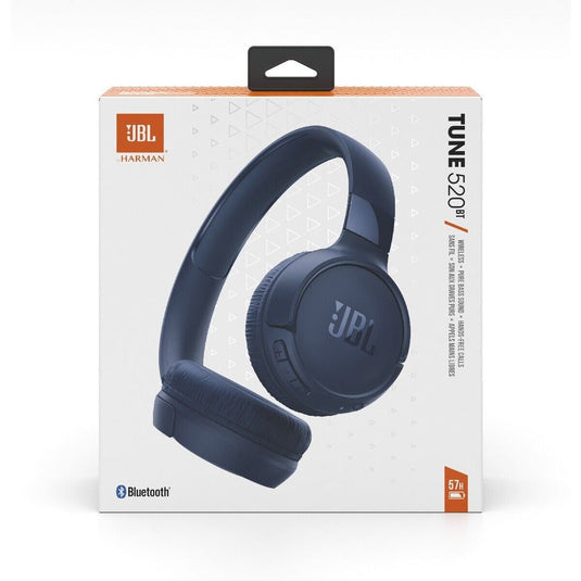 JBL Tune 520BT - Wireless On-Ear Headphones, Up to 57H Battery Life and Speed Charge, Lightweight, Comfortable and Foldable Design, Hands-Free Calls with Voice Aware - Blue