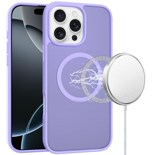 For iPhone 16 Pro Max 6.9 inch [Magnetic Circle] Smooth Safe Matte Feel Hybrid Case - Light Purple