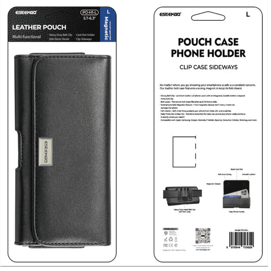 ESEEKGO Universal Magnetic Leather Phone Pouch PO-H1-L Suitable for 5.7-6.3 inch mobile phones (A - POUCH#2)